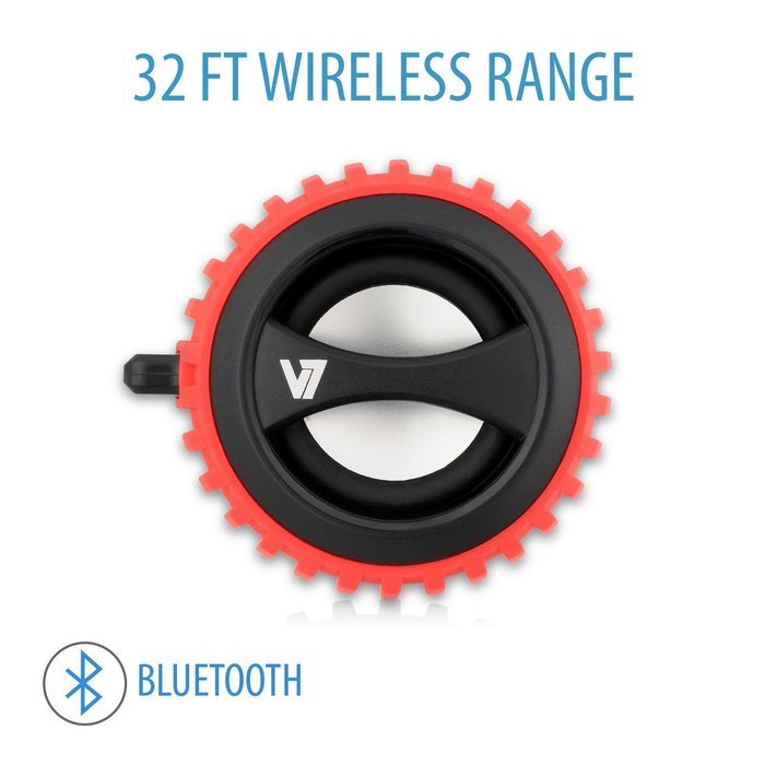 V7 SP5100-BT-BLK-1NC Bluetooth Water Resistant Rechargeable 3W Speaker with Built-In Mic N11