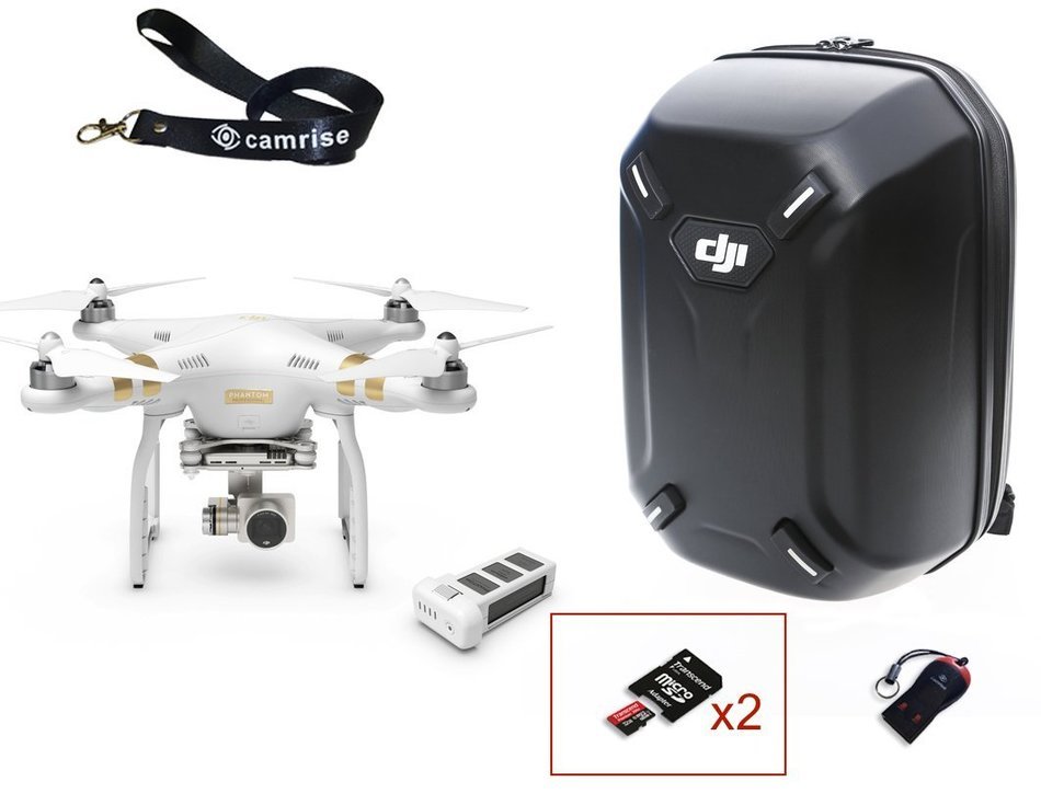 DJI Phantom 3 Professional with Extra Battery and Hardshell Backpack Also Includes Camrise Lanyard, USB Reader...