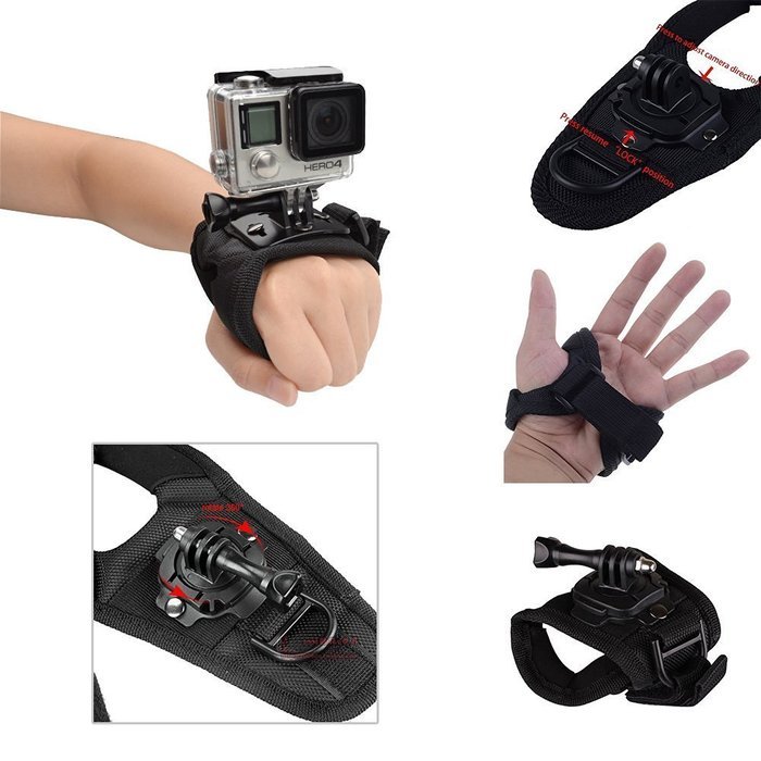 VVHOOY 360 Degree Rotation Glove Style Band Wrist Strap Mount Strip Belt with Screw for GoPro Hero Sony SJCAM...