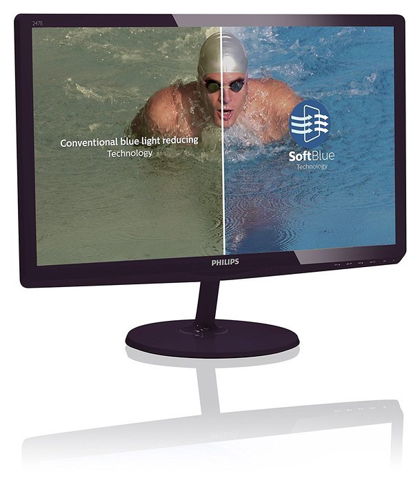 Philips 247E6BDAD 24" Class Full HD / Soft Blue/Anti-Blue Light LED-LCD Monitor with Stereo...
