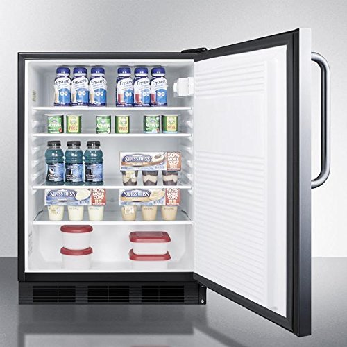 Summit Appliances FF7BBISSTB 24 Inch Wide Towel Bar Handle All-Refrigerator With Auto Defrost - Black And Stainless N4
