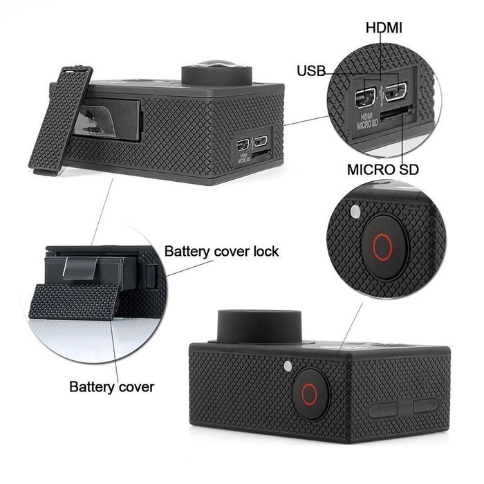 LAFEINA SJ7000 WIFI 2.0"LCD 1080P HD Waterproof Diving Sports Action Camera with 2 Batteries and 19 Accessories... N9