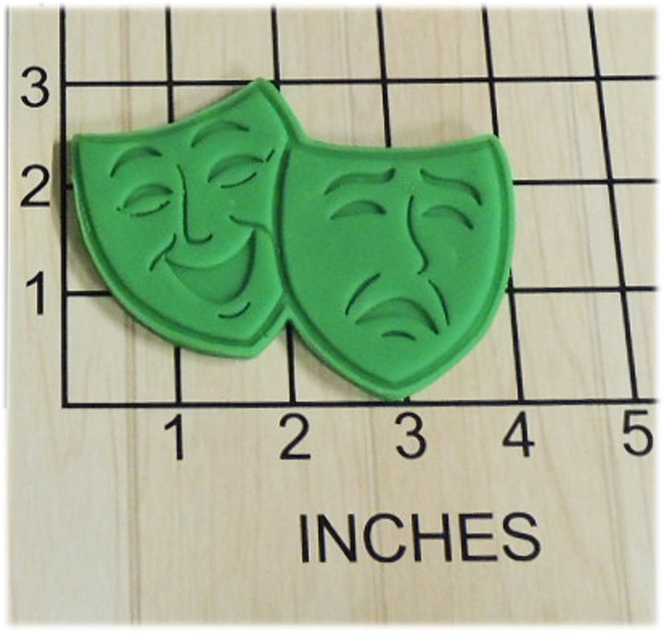 Comedy Tragedy Mask Faces Cookie Cutter and Stamp #1250 N2