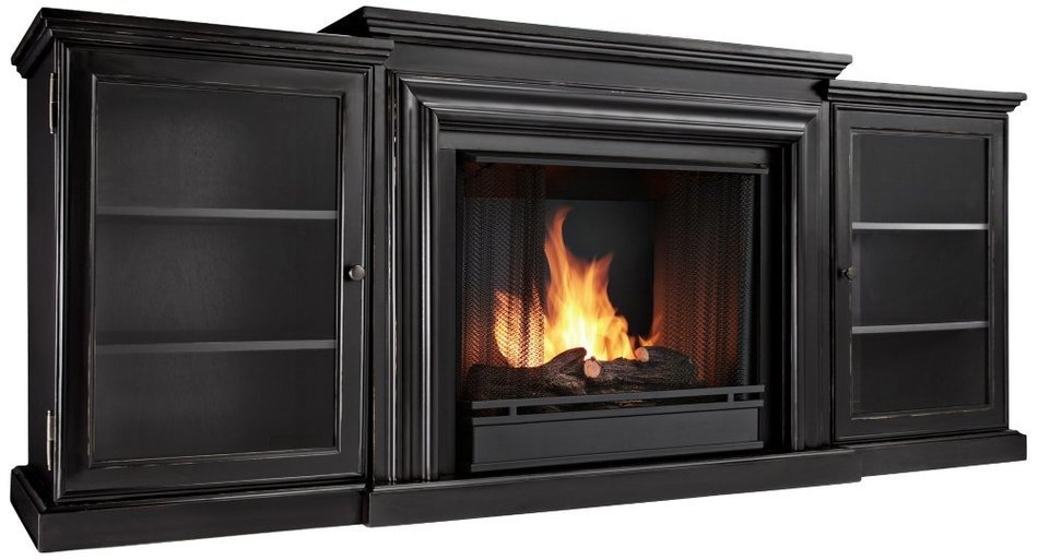 Real Flame Frederick Entertainment Center Ventless Gel Fireplace - Blackwash