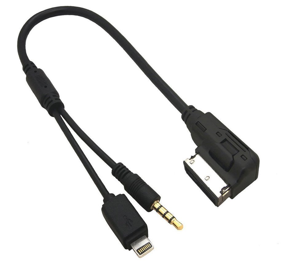 TurnRaise AMI MMI + 3.5mm AUX + 8-Pin Charge Adapter Cable for iPhone 5 5S 6 Plus iPod iPad Fit Audi A3 A4 A5...