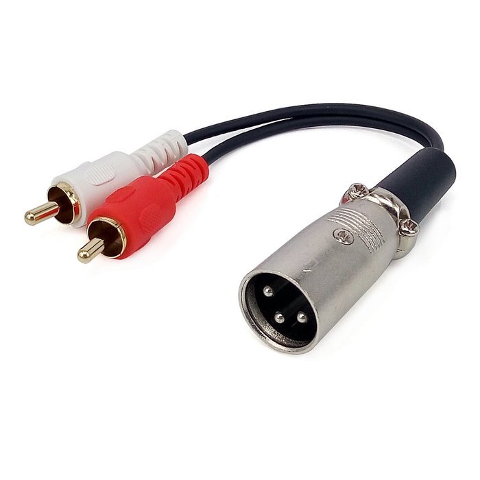 Yeworth 0.15m 6inch XLR Y Splitter Patch Cable, 1 XLR Male to 2 RCA Male Stereo Plug Adapter Cable N4
