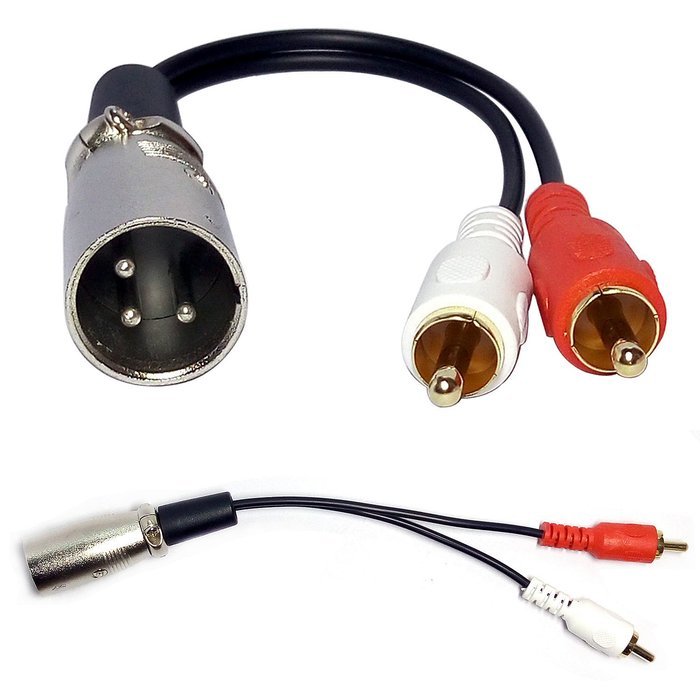 Yeworth 0.15m 6inch XLR Y Splitter Patch Cable, 1 XLR Male to 2 RCA Male Stereo Plug Adapter Cable N5