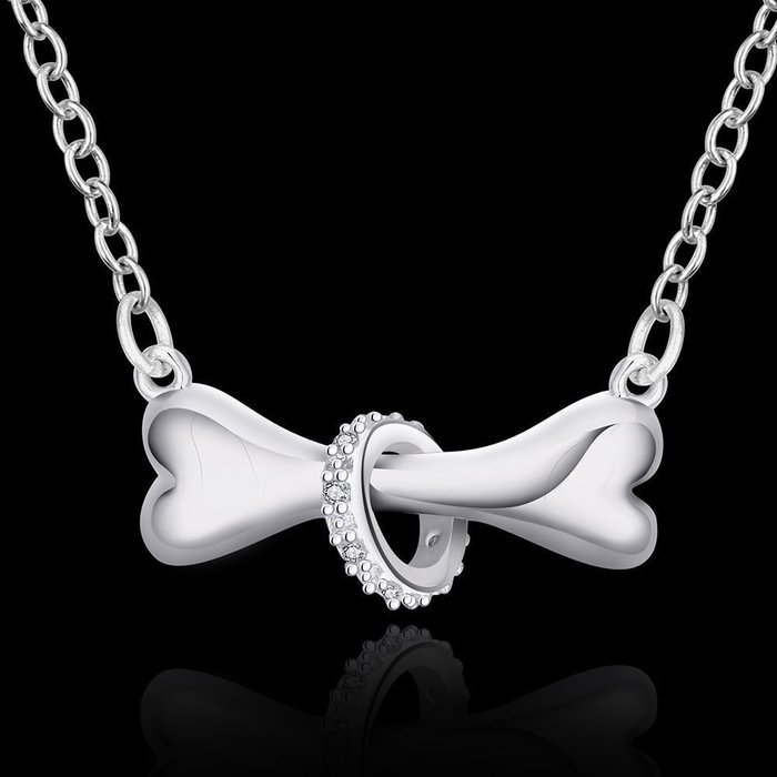 Dog Bone Pendant Women's Crystal Necklace 925 Silver Plated New Fashion Jewelry