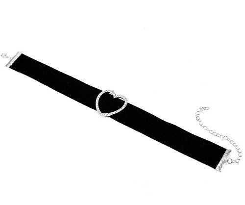 Diy Classic Black Choker Necklace Velvet Stud Heart Ribbon Necklace Extender Chain