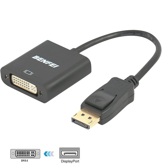 Benfei Gold-Plated DisplayPort to DVI Male to Female Adapter Black