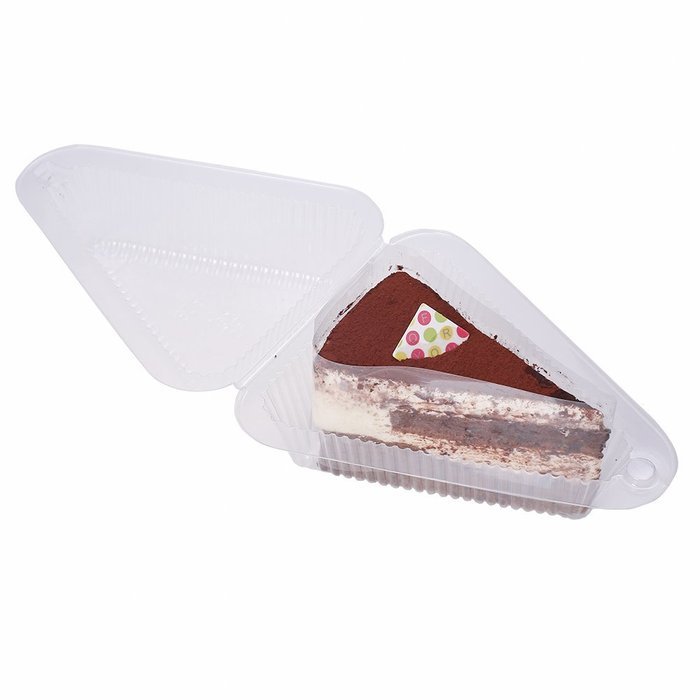 50x Premium Transparent Plastic Fruit Pie Cake Tart Holder Box for Slices or Wedges ~4in Length N3