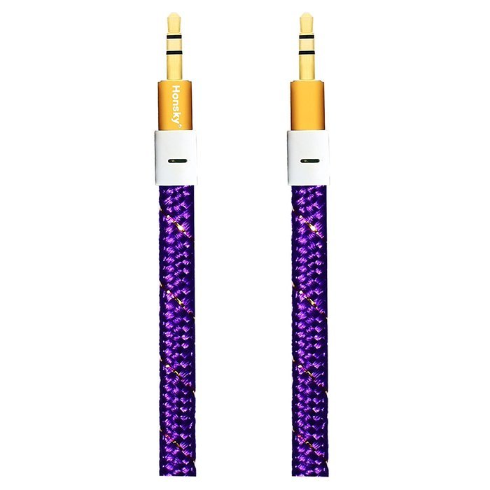Pack of 4, 3.2 Ft 3.5mm Audio Cable Male to Male, Honsky Universal Durable Braided Colorful Noodle Flat Gold Plated...