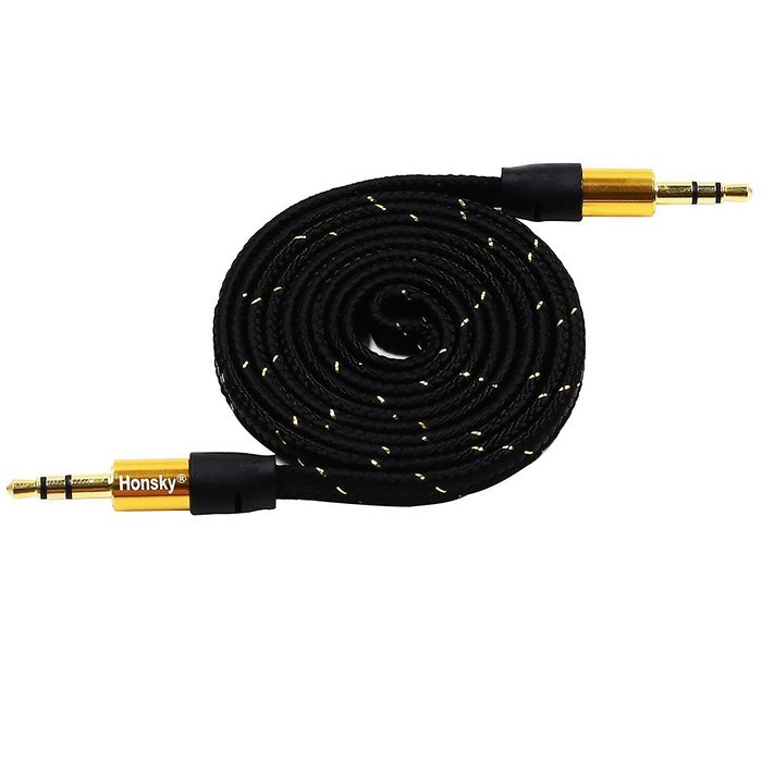 Pack of 4, 3.2 Ft 3.5mm Audio Cable Male to Male, Honsky Universal Durable Braided Colorful Noodle Flat Gold Plated... N2
