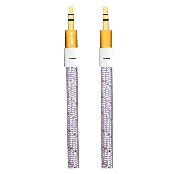 Pack of 4, 3.2 Ft 3.5mm Audio Cable Male to Male, Honsky Universal Durable Braided Colorful Noodle Flat Gold Plated... N4