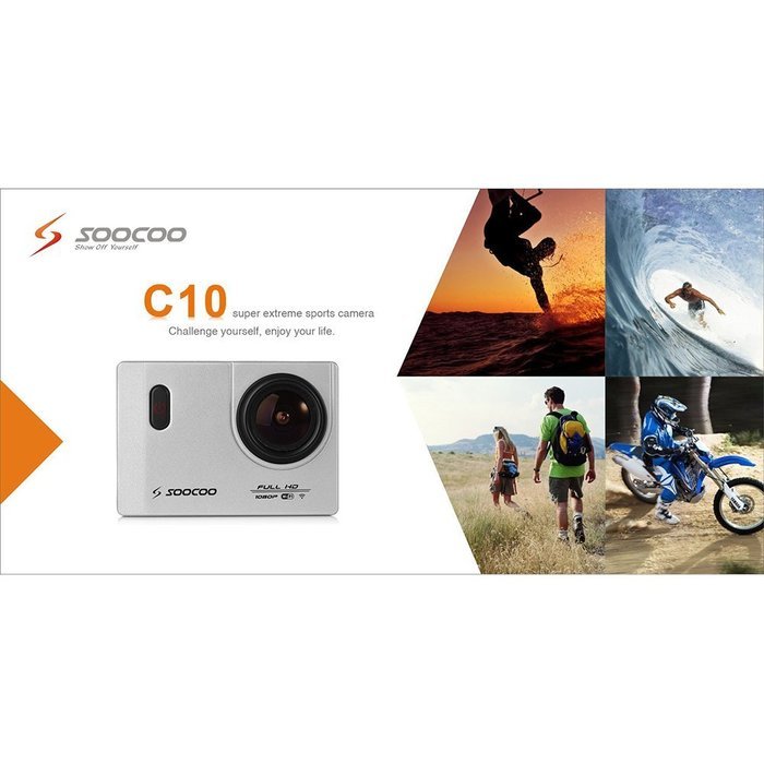 SOOCOO Sports Camera 1080P HD 170 Degrees Wide Angle 60M Waterproof Outdoor Sports Video Diving Action DV N14