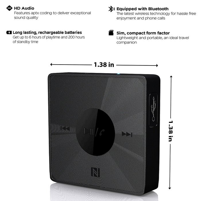 Bluetooth 4.1 Portable Audio Receiver w/ Apt-x 3.5mm Audio Line out by Golzer N5