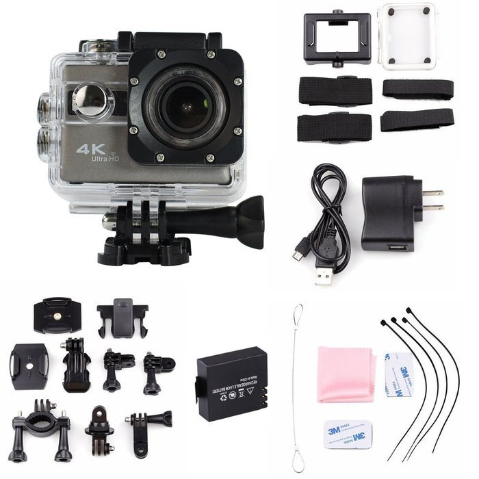 F68 4K 12MegaPixel WIFI HDMI 170 degree Waterproof Sport Action Camera (Grey) N5