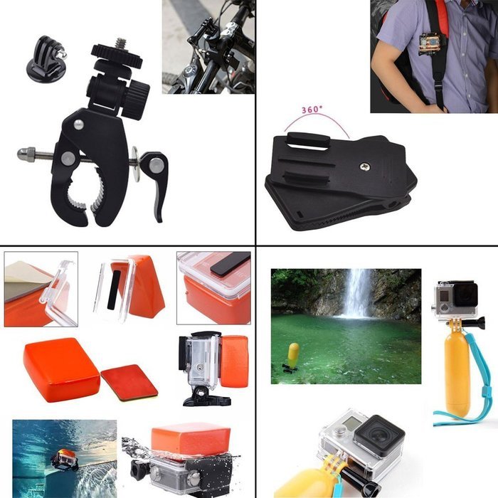 YFY 24-In-1 Basic Outdoor Sports Accessories Kit for GoPro Hero Cameras,SJ Cam, Xiaomi Yi,Sport Acion Camera
