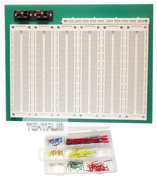 TEKTRUM EXTERNALLY POWERED SOLDERLESS 1660 TIE-POINTS EXPERIMENT PLUG-IN BREADBOARD WITH ALUMINUM BACK PLATE AND...