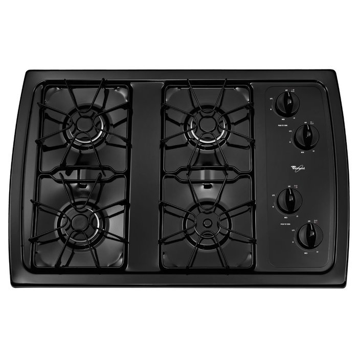 Whirlpool W3CG3014XB 30" Black Gas Sealed Burner Cooktop