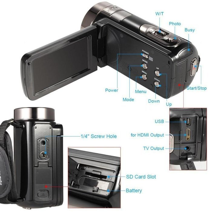 Bolayu 24MP LCD Touch Screen Digital Video Camera Camcorder DV 1080P Full HD H2X3 N3