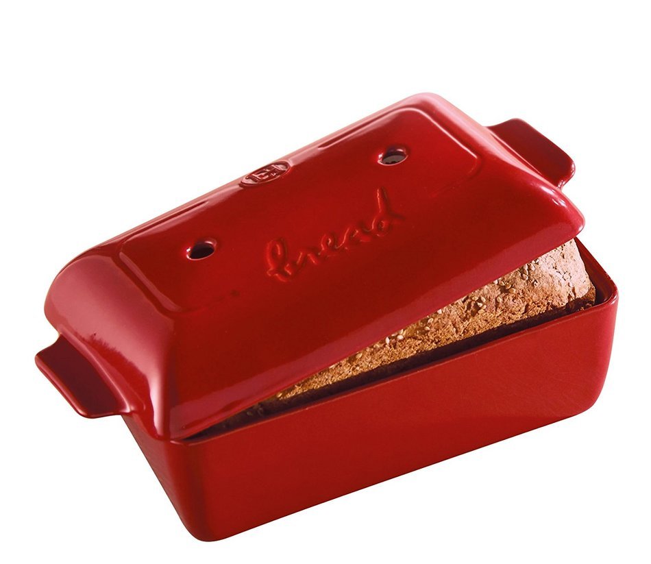 Emile Henry Made In France Flame Bread Loaf Baker, 9.4 x 5", Burgundy