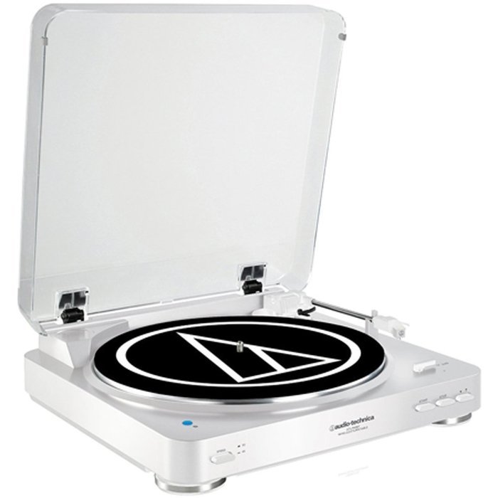 Audio-Technica Fully Automatic Wireless Belt-Drive Stereo Turntable - White (AT-LP60WH-BT)with RCA D4+ Vinyl Record...