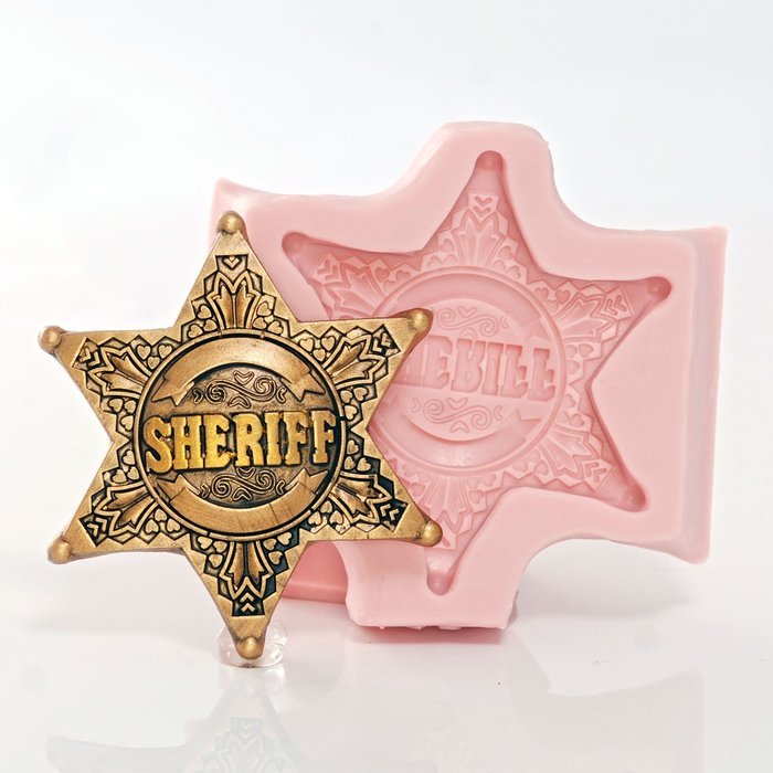 Silicone Sheriff Badge Mold Make Your Own Western Sheriff Badge out of Chocolate, Fondant, Candy, Resin, Clay,... N4
