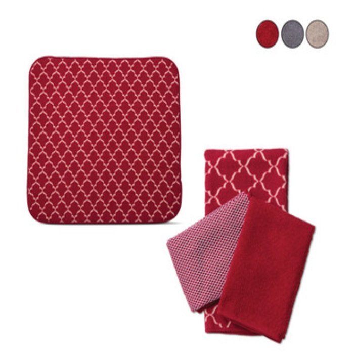 Silicone Cake Pan Crofton Red with Red Kitchen Dish Fast Drying Mat Bundle N3