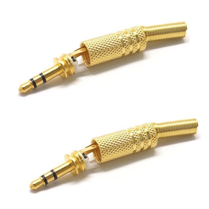 SIENOC 2 Pcs 1/8" 3.5mm Male Plug Coax Cable Audio Adapter Connector Solder