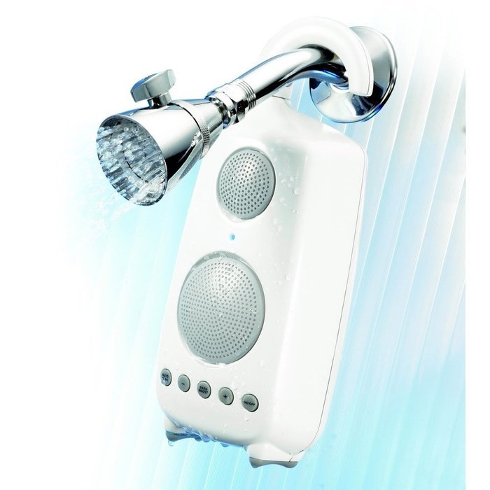 C2G / Cables To Go Audio Unlimited 900MHz Wireless Shower Speaker with Dual Power Transmitter, White (SPK-SHOWER2)