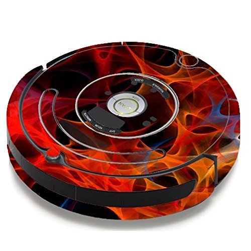 Skin Decal Vinyl Wrap For IRobot Roomba 650 655 Vacuum / Orange Fire