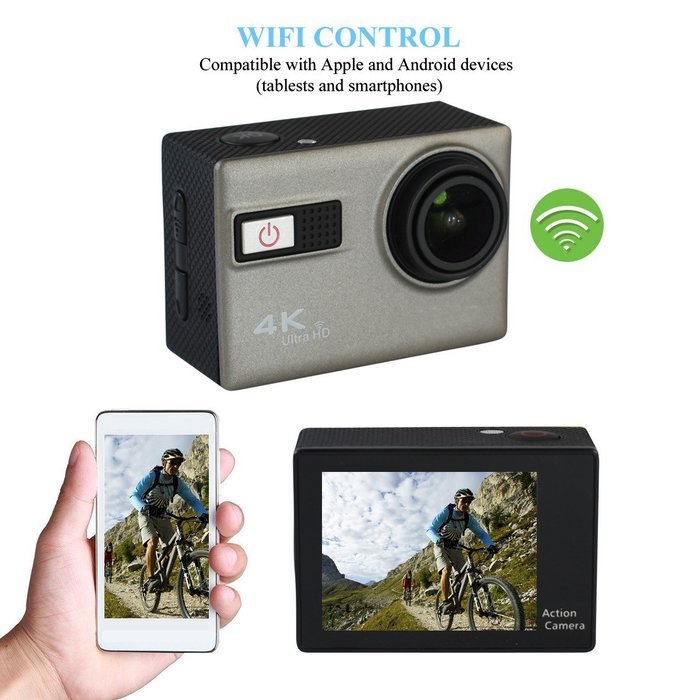 F68 4K 12MegaPixel WIFI HDMI 170 degree Waterproof Sport Action Camera (Grey) N8
