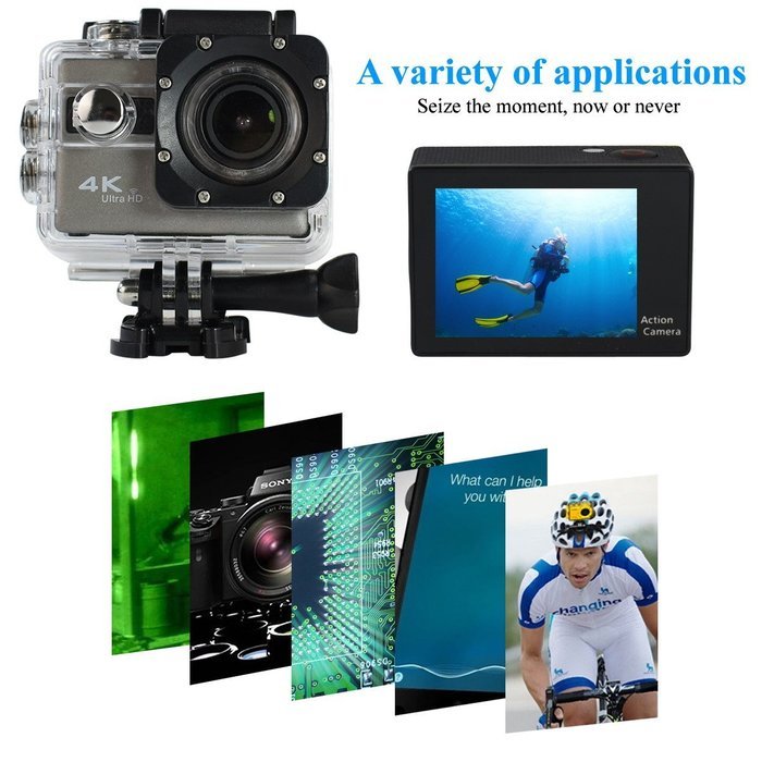 F68 4K 12MegaPixel WIFI HDMI 170 degree Waterproof Sport Action Camera (Grey) N9
