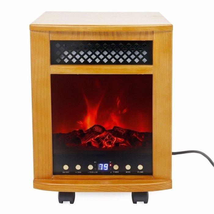 Kissemoji 1500w Space Heater Energy Efficient Office Living Bed Room Fireplace infrared Heater (Oak)