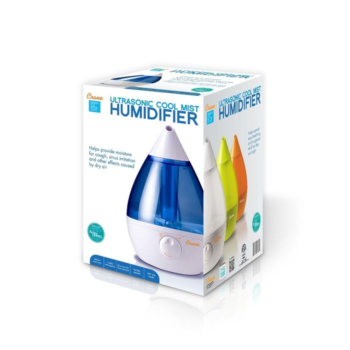 Crane Drop Shape Ultrasonic Cool Mist Humidifier with 2.3 Gallon output per day