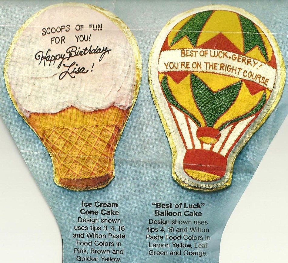 Wilton Cake Pan: Up'n Away Hot Air Balloon/Ice Cream Cone/Light Bulb (502-3169, 1982) N3