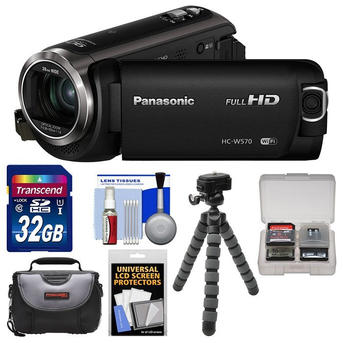 Panasonic HC-W570 Twin Recording HD Wi-Fi Video Camera Camcorder with 32GB Card + Case + Flex Tripod + Accessory...