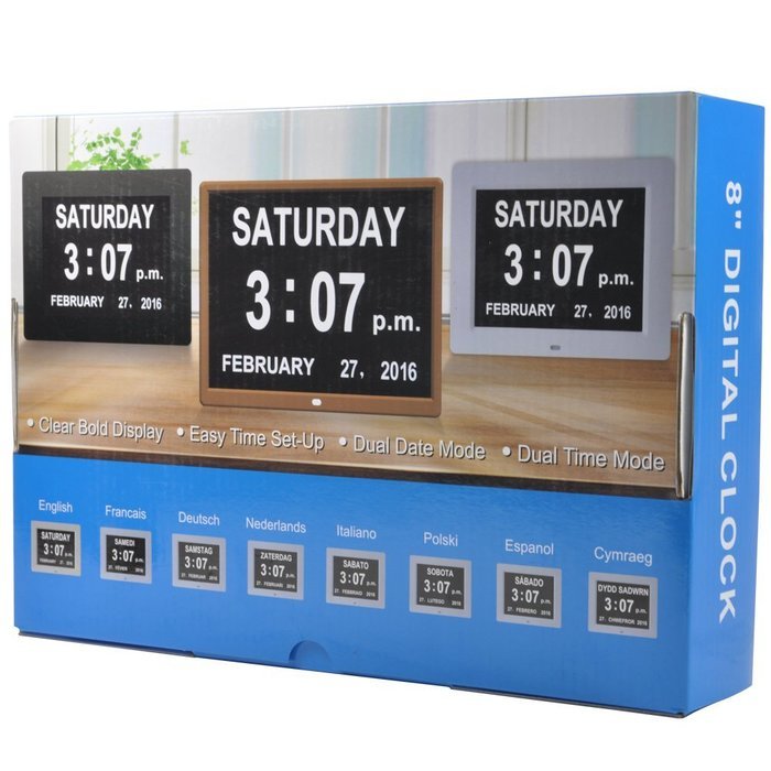 Digital Day Calendar Clock HENGLING Memory Day Date Time Clock 8 Inch 