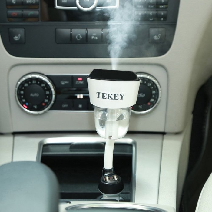 TEKEY 2 in 1 Cool Mist Car Humidifier,5V/2.1A 2 Smart Port Car Charger with Quiet Operation/Automatic Shut-off...