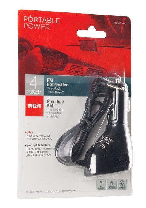 RCA RFMT10F 3.5mm Input FM Transmitter Cigarette Lighter Adapter for Portable Music Players