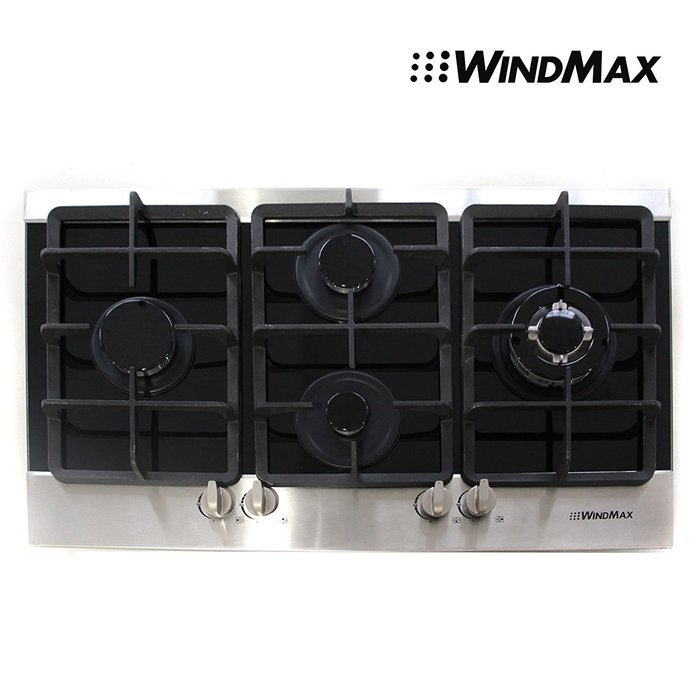 WindMax (R) 36 inch Fashion Design LPG & NG Stainless Steel Tempered Glass Built-in Kitchen 4 Burner Gas Hob Cooktops... N3