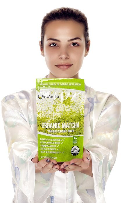 Matcha Green Tea Powder Organic - USDA &ndash; 4 oz - 50%-50% Mix of Ceremonial and Culinary Japanese Matcha