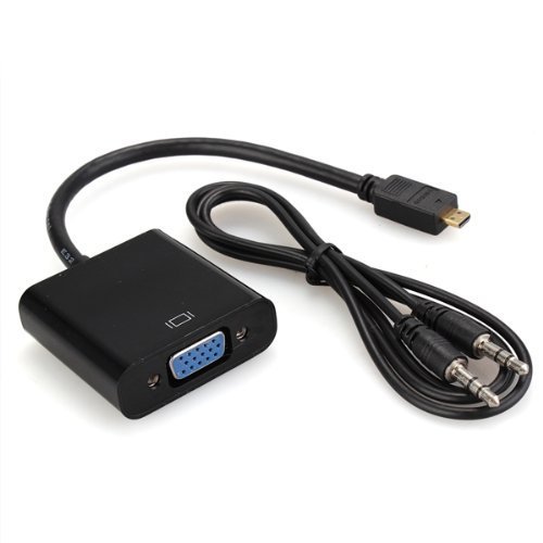 Audio Adapter Cable - TOOGOO(R) Micro HDMI to VGA Adapter Cable Converter with Audio Cable Black