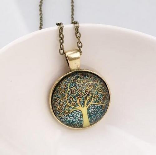 Tree of Life Mosaic Antique Vintage Necklace Pendant Jewelry Charm Gift N4
