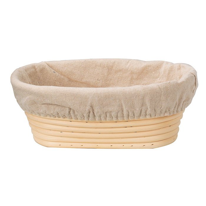 DOYOLLA 1pcs Oval Shaped 10" Banneton Brotform Bread Dough Proofing Rising Rattan Basket & Liner Combo N2