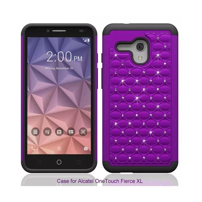 Alcatel OneTouch Fierce XL Case, ARSUE Spot Diamond Studded Bling Crystal Rhinestone Dual Layer Hybrid Cover Silicone...