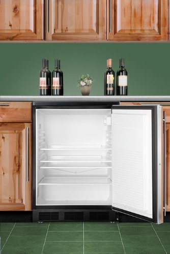 Summit FF7LBLBIIF 24" Built In Undercounter Refrigerator in Black with Lock and Integrated Door N2