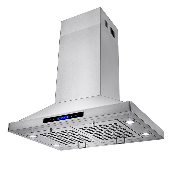 Golden Vantage 30" Island Mount Stainless Steel Touch Screen LED Display Control Powerful Kitchen Cooking Fan... N7