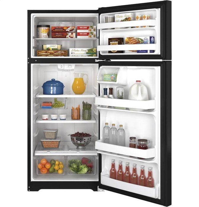 Ge REFRIGERATORS 1029631 Energy Star 17.5 Cu. ft. Top Freezer Refrigerator, Black, 67 3/8 x 32 1/2 x 28", Reversible... N4